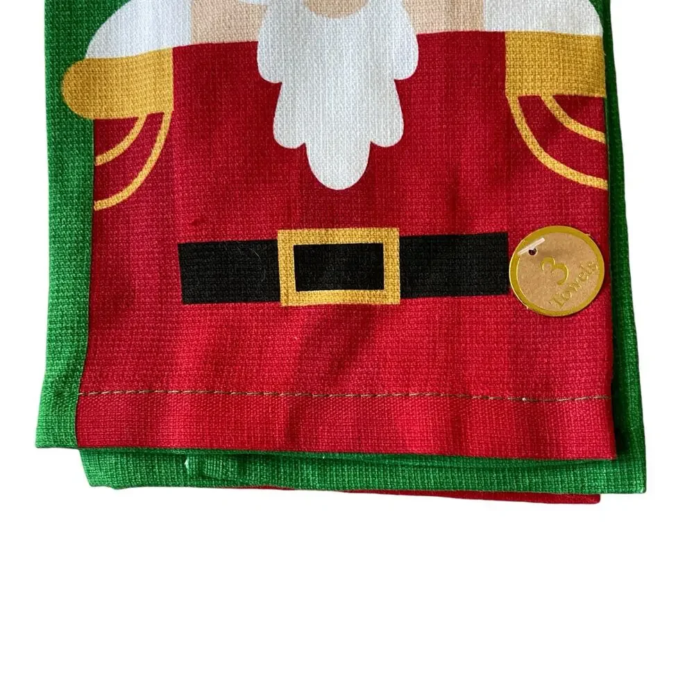 Set of 3 Christmas Holiday Nutcracker Kitchen Towels Pop of Color NWT